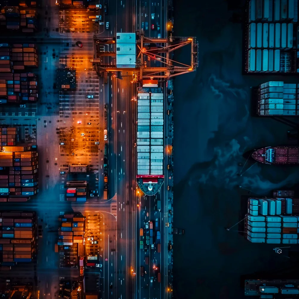 Vista aérea cargo comercio internacional